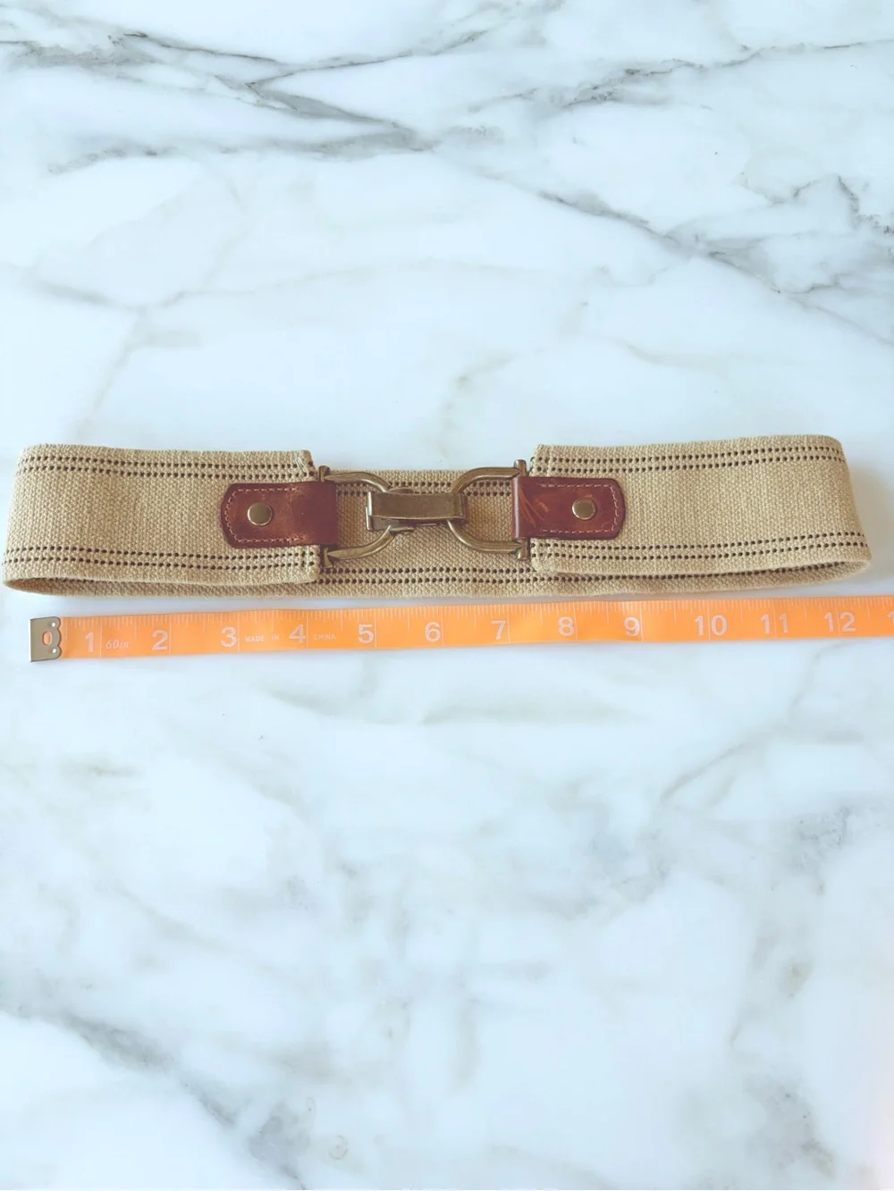 J. Crew Stretch Jute Belt, Cognac / Tan, S/M